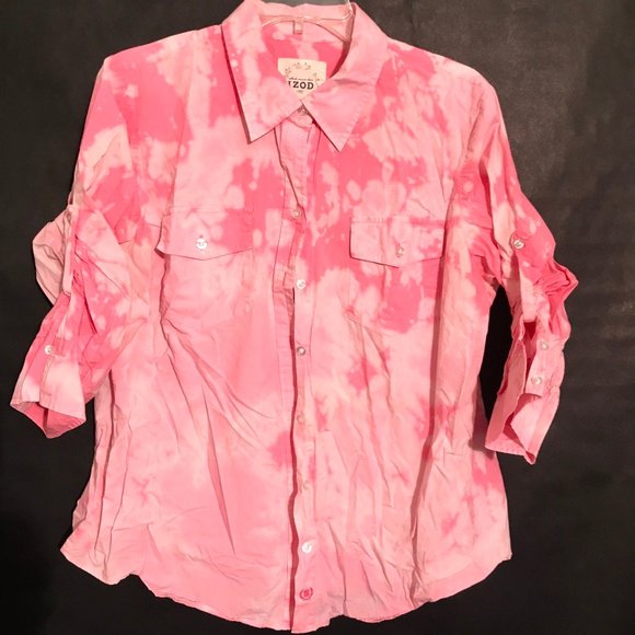 Izod Tops - IZOD X Custom Blouse Shirt Pink Button Down Blouse